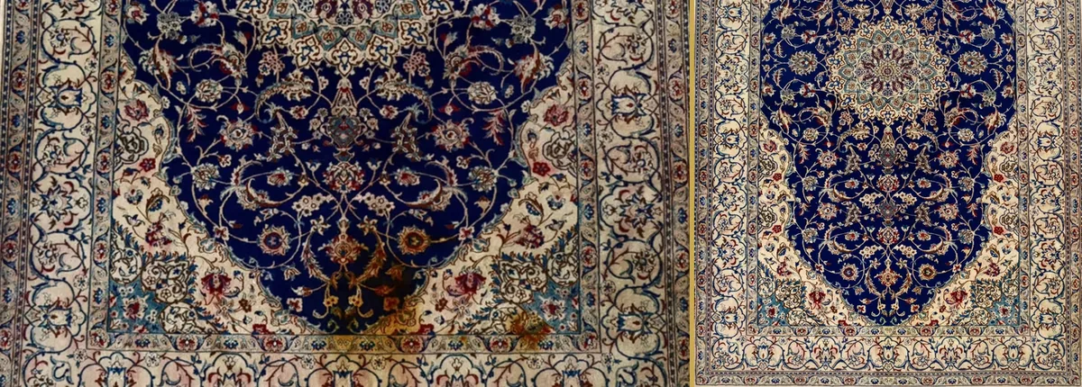 Avant après lavage tapis - retrait taches et poussière